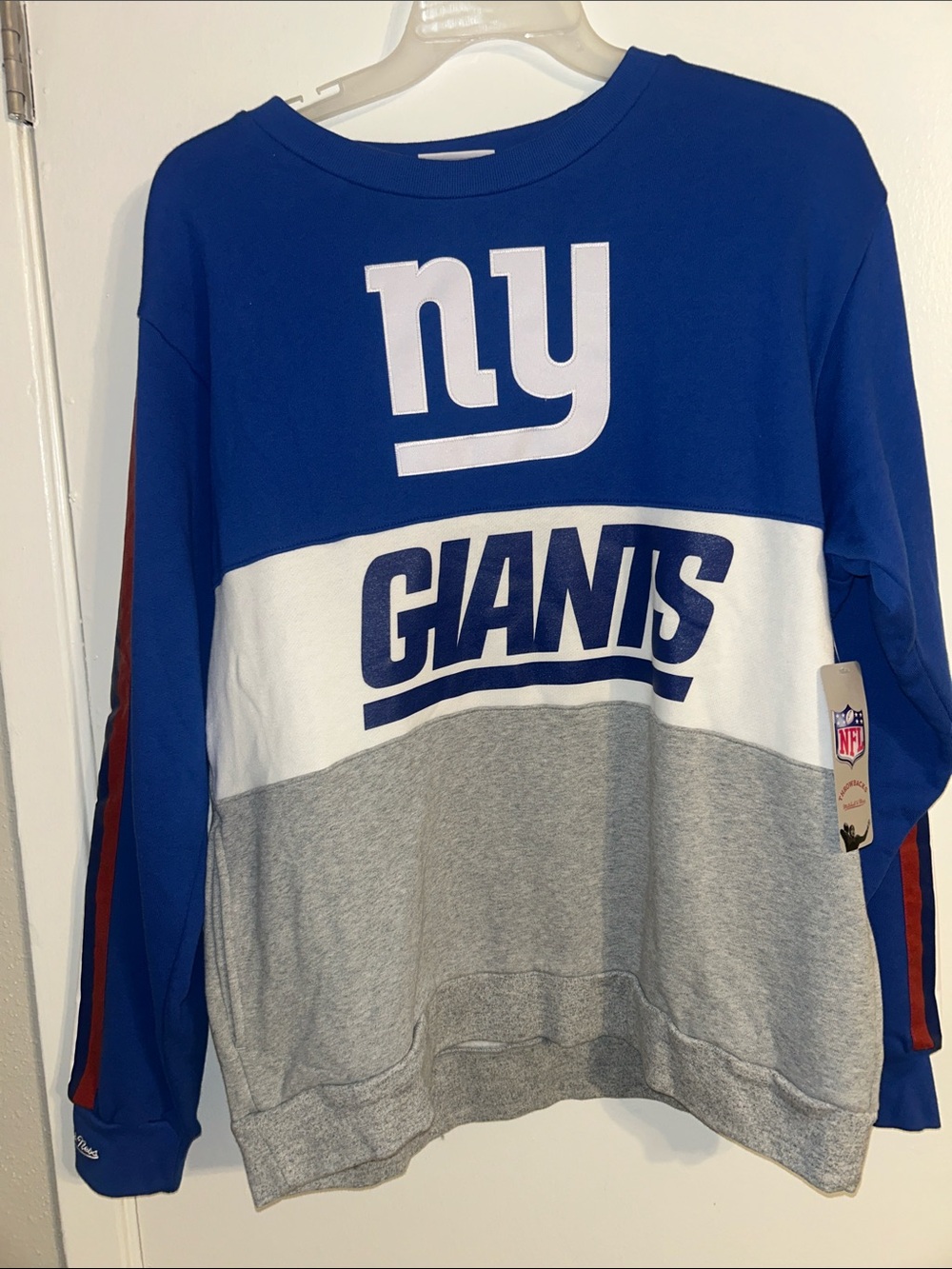 NY Giants Colorblock Crewneck Sweater - Blue/White/Gray